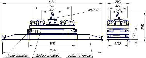 ЗАХВАТ КОНТЕЙНЕРНЫЙ (СПРЕДЕР) КК-20.04.00.000
ДЛЯ КОНТЕЙНЕРОВ 1С, 1СС